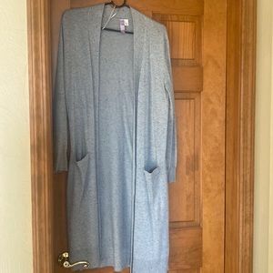 Open front gray/ black speckled cardigan, size small